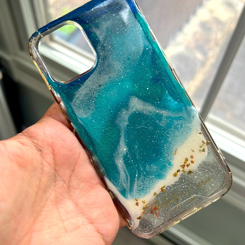 iPhone 12 Handmade Ocean Glitter Resin Phone Case